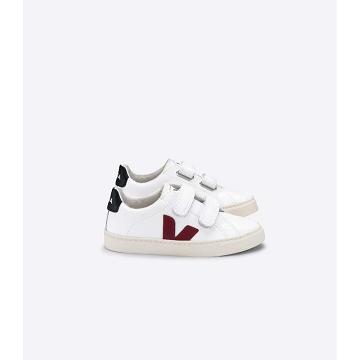 Veja ESPLAR LEATHER Kids' Sneakers White/Black/Red | CA 819MQZ